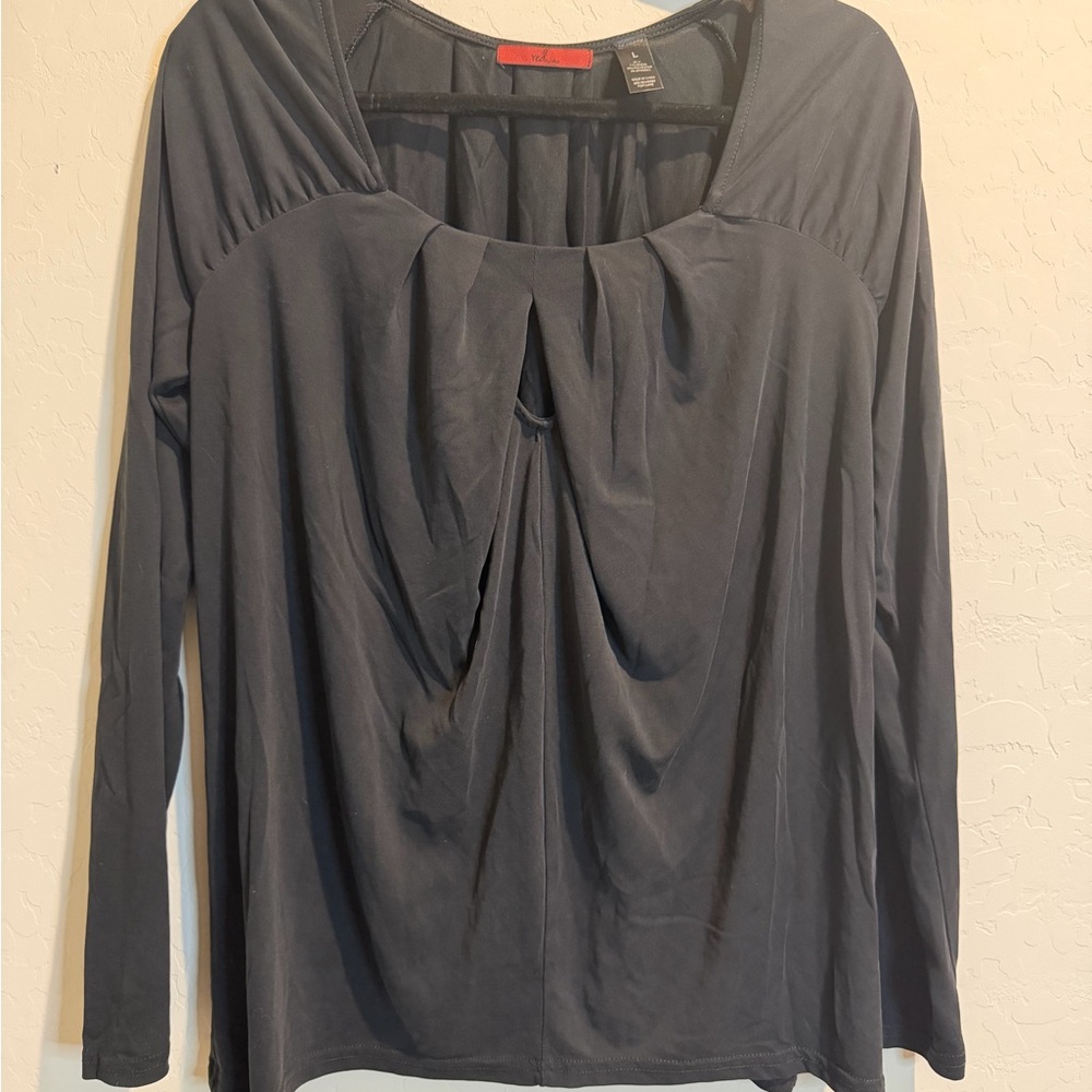 BKE RED Black Draped Long-Sleeve Top